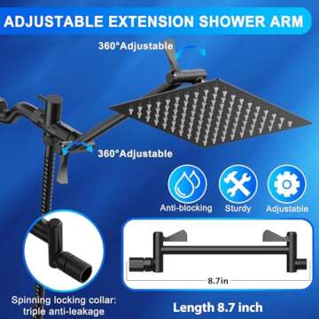 Bathroom High Pressure Hand-held Showerhead with Holder and 59 Inch Stainless Steel Hose, High Flow Hand Held and Adjustable Replacement Hand Held Showerhead Set Handheld & Rainfall Shower Head Combo