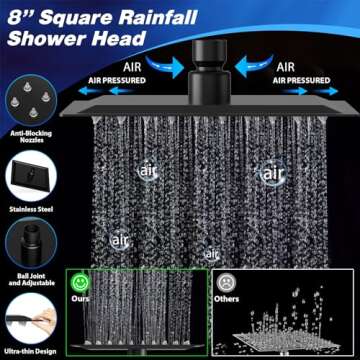 Bathroom High Pressure Hand-held Showerhead with Holder and 59 Inch Stainless Steel Hose, High Flow Hand Held and Adjustable Replacement Hand Held Showerhead Set Handheld & Rainfall Shower Head Combo