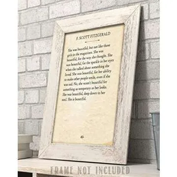 F. Scott Fitzgerald - She Was Beautiful - 11x14 Unframed Quote Book Page Print - Great Gift Under $15 for Husband, Wife, Boyfriend or Girlfriend?
