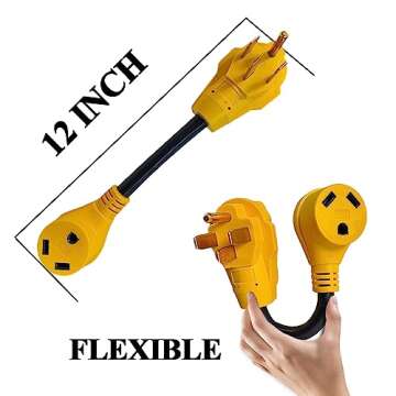 RV Power Adapter Camper Cord-50amp Male to 30amp Female,12 Inch 10/3 STW NEMA14-50P 50 Amp Male Plug to TT-30R 30 Amp Female Receptacle,Rated for 30A/125V(CR5030)