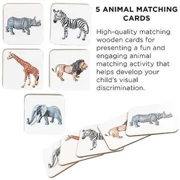 African Animals Figurines Set - Safari Animal Toys Collection | 5 Classic Animal Figurines | Realistic Zoo Animals Figures for Kids 3-5 - Interactive Play with Two-Part Matching Cards