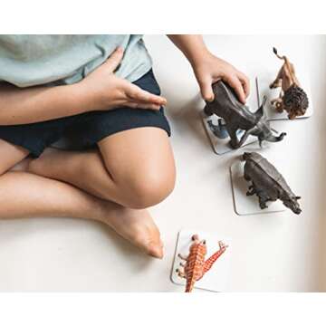 African Animals Figurines Set - Safari Animal Toys Collection | 5 Classic Animal Figurines | Realistic Zoo Animals Figures for Kids 3-5 - Interactive Play with Two-Part Matching Cards