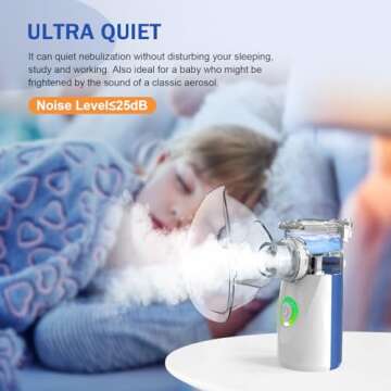 AU YAT Nebulizer, Nebulizer for Adults & Kids, Portable Nebulizer with 2 Masks & Mouthpiece, Quiet W...
