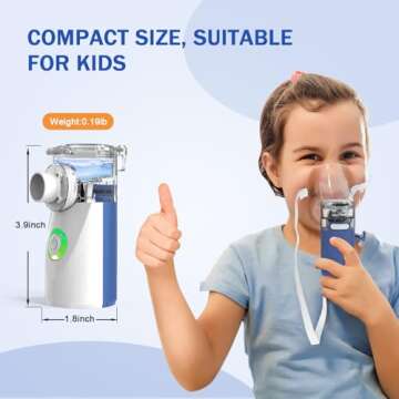 AU YAT Nebulizer, Nebulizer for Adults & Kids, Portable Nebulizer with 2 Masks & Mouthpiece, Quiet Working, 3 Adjustable Mode, Rechargeable Nebulizer Machine for Travel & Home Use