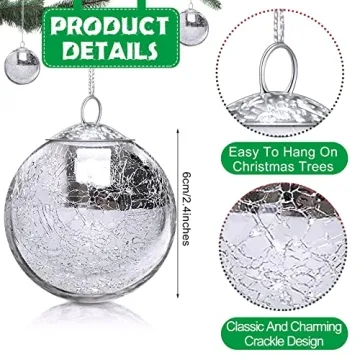 Decorative Funtery Vintage Glass Crackle Ornaments 12 Pcs