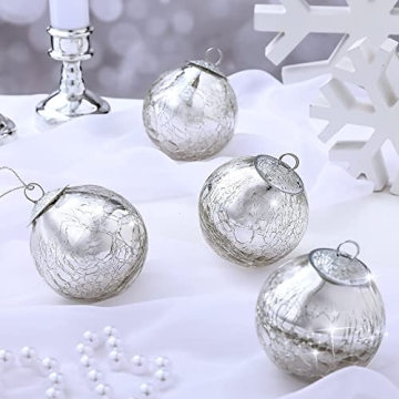 Decorative Funtery Vintage Glass Crackle Ornaments 12 Pcs