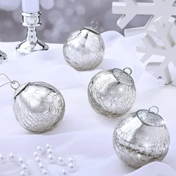 Decorative Funtery Vintage Glass Crackle Ornaments 12 Pcs