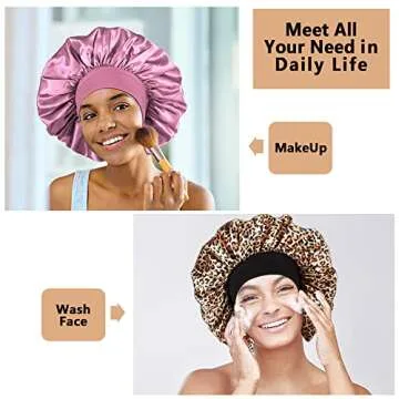 3PCS Extra Large Satin Hair Bonnets for Sleep Protection