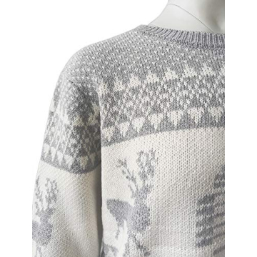 Comfy EXLURA Patterns Reindeer Ugly Christmas Sweater Grey