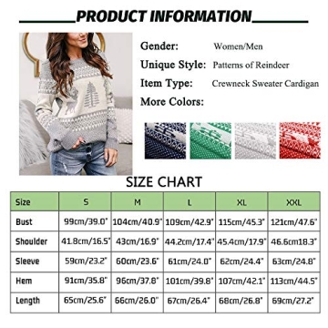 Comfy EXLURA Patterns Reindeer Ugly Christmas Sweater Grey