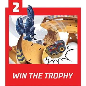 Hot Wheels Monster Trucks Scorpion Sting Raceway Track Set with 1 Toy Truck & 1 Car in 1:64 Scale, Boosted Race Track