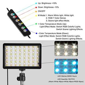 QEUOOIY 2 Packs RGB LED Video Light with Adjustable Tripod Stand/White Filters, Dimmable 2500-6500K USB Video Conference Lighting Kit for YouTube Photography/Game Zoom Live, Streaming,TikTok, 1.6M