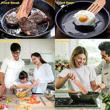 SXY 4PCS Spurtles Kitchen Tools Wooden Spurtles Set,100% Healthy Natural Teak Kitchen Utensil Set Heat Resistant Non Stick Wood Cookware for Salad Mixing,Cooking, Cake Making and Steak Frying