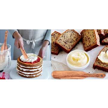 SXY 4PCS Spurtles Kitchen Tools Wooden Spurtles Set,100% Healthy Natural Teak Kitchen Utensil Set Heat Resistant Non Stick Wood Cookware for Salad Mixing,Cooking, Cake Making and Steak Frying