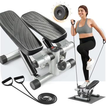 Ktaxon Steppers for Exercise at Home, Stair Stepper Mini Stepper with Resistance Bands, Adjustable H...