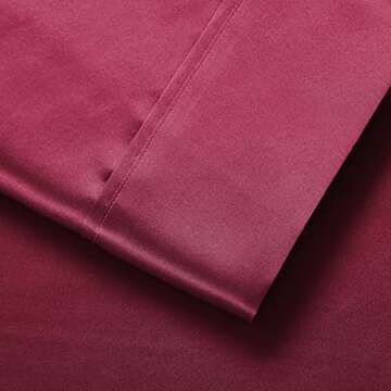 Lanest Housing Silk Satin Sheets, Full Size Satin Bed Sheet Set with Deep Pockets, Cooling Soft and Hypoallergenic Satin Sheets Full - Scarlet Red
