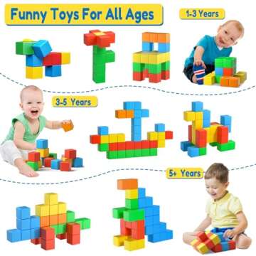 Feoxialy Magnetic Blocks,1.42 inch 32pcs Large Magnetic Building Block for Toddlers 3 4 5 6 7 8 Year Old Boys Girls Color Magnetic Cubes Learning Toys for Kids 1-3 Sensory Toys Age 4-8 Gift