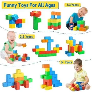 Feoxialy Magnetic Blocks,1.42 inch 32pcs Large Magnetic Building Block for Toddlers 3 4 5 6 7 8 Year Old Boys Girls Color Magnetic Cubes Learning Toys for Kids 1-3 Sensory Toys Age 4-8 Gift