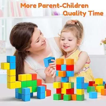 Feoxialy Magnetic Blocks,1.42 inch 32pcs Large Magnetic Building Block for Toddlers 3 4 5 6 7 8 Year Old Boys Girls Color Magnetic Cubes Learning Toys for Kids 1-3 Sensory Toys Age 4-8 Gift