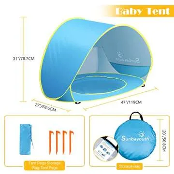 Sunba Youth Baby Pool Tent, UV Protection Infant Pop Up Sun Shelters Shade
