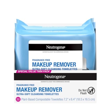 Neutrogena Fragrance-Free Makeup Remover Wipes - Twin Pack, 100% Plant-Based