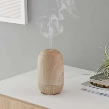 Amazon Basics Ultrasonic Essential Oil Diffuser - 100ml Grey Wood Grain Finish
