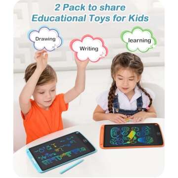 Cousper LCD Writing Tablet, 2 Pack 10 Inch Doodle Board Toys for Toddlers Kids, Colorful Drawing Tab...