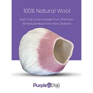 iPrimio 100% Natural Wool Eco-Friendly Cat & Kitten Cave Bed - Cozy House Indoor Bed for Cats & Kitt...