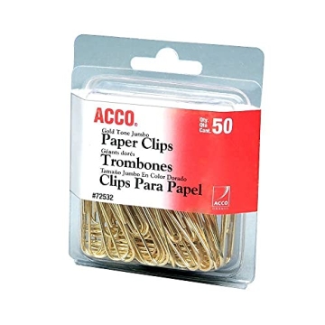 Acco Jumbo Gold Paper Clips for Stylish Organization
