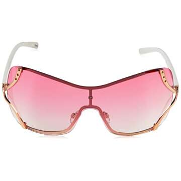 Southpole womens 454sp Metal Temple Rhinestone UV Protective Shield Sunglasses for Women Trendy Gifts Women 120 mm, Rose Gold, mm US