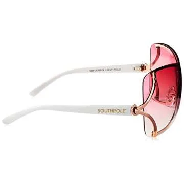 Southpole womens 454sp Metal Temple Rhinestone UV Protective Shield Sunglasses for Women Trendy Gifts Women 120 mm, Rose Gold, mm US