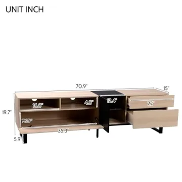 Virubi Modern TV Stand for TVs Up to 80 Inch with Storage