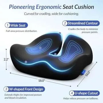 ZIKEE Pioneering Pressure Relief Seat Cushion, Ergonomically Curved Office Chair Cushion for Hemorrh...