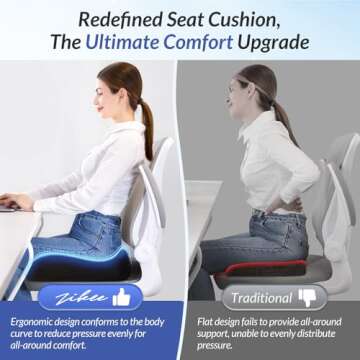 ZIKEE Ergonomic Seat Cushion for Pain Relief and Comfort