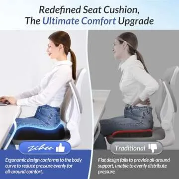 ZIKEE Ergonomic Seat Cushion for Pain Relief and Comfort