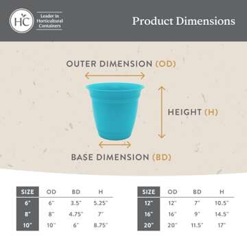 The HC Companies Eclipse Round Planter with Saucer - Outdoor & Indoor Plant Pot with Drainage Holes - Lightweight, UV-Resistant Plastic Pots for Plants, Flowers & Herbs (8" Red, Pack of 1)