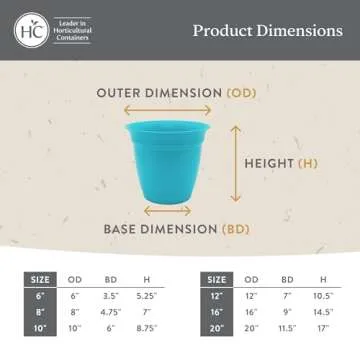 The HC Companies Eclipse Round Planter with Saucer - Outdoor & Indoor Plant Pot with Drainage Holes - Lightweight, UV-Resistant Plastic Pots for Plants, Flowers & Herbs (8" Red, Pack of 1)