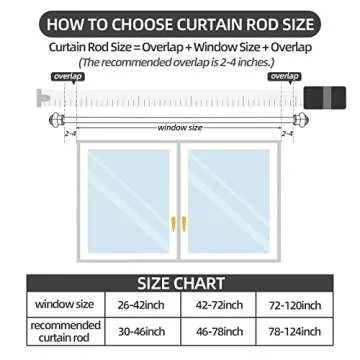 Thestoa Curtain Rods for Windows 32-48 inch, 5/8"Black Curtain Rods, Stainless Steel Heavy Duty Curtain Rods for Bedroom, Living Room, Outdoor Curtain Rod Black