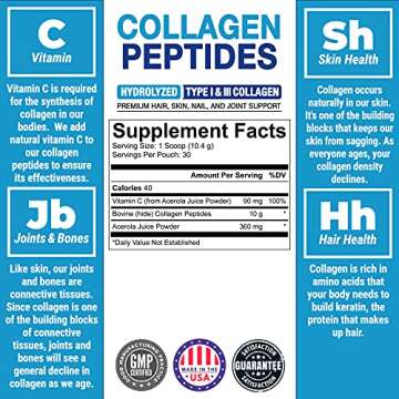 PEScience Collagen Peptides Powder, Hydrolyzed Collagen Protein with Vitamin C, 30 Servings, Unflavored, Supports Hair, Skin, and Nails