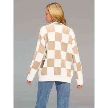 LILLUSORY Women Oversized Cardigan Sweater 2025 Fall Outfits Cloth Fashion V Neck Knit Button Front Casual Trendy Tops Apricot White Medium