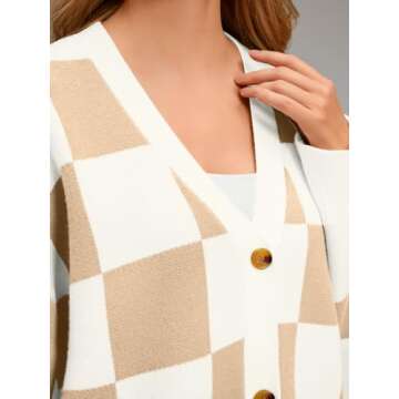 LILLUSORY Women Oversized Cardigan Sweater 2025 Fall Outfits Cloth Fashion V Neck Knit Button Front Casual Trendy Tops Apricot White Medium