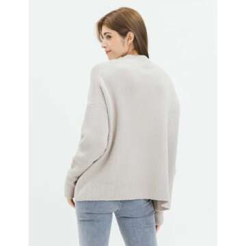 Stylish Cable Stitch Women's Mock Neck Cozy Oversized Sweater