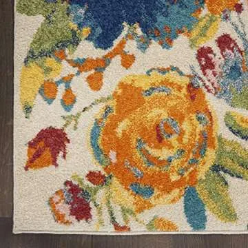 Nourison Floral Area Rug - Easy Cleaning, Vibrant Colors