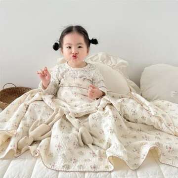 BuLuTu Large Toddler Cotton Blanket - Floral Design