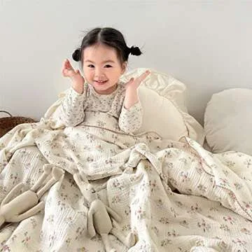 BuLuTu Large Toddler Cotton Blanket - Floral Design