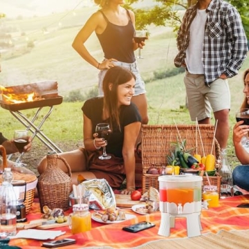 4 Grids Beverage Dispenser - 360° Rotatable Drink Server