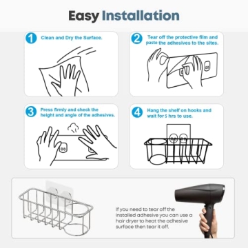 KESOL RustProof Sponge Holder Caddy for Kitchen, Stainless Steel Organizer, Brush Holder, 304 Accessories, Suction Cup + Adhesive