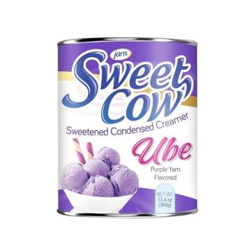 Jans Sweet Cow - Ube Flavored Sweetened Condensed Creamer - Purple Colored Sweet Potato Creamer for Baking Cooking Dessert 13.40 oz per pack (Ube, Pack of 2)