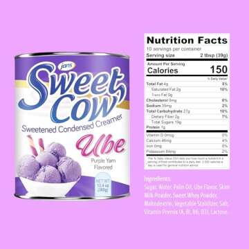 Jans Sweet Cow - Ube Flavored Sweetened Condensed Creamer - Purple Colored Sweet Potato Creamer for Baking Cooking Dessert 13.40 oz per pack (Ube, Pack of 2)