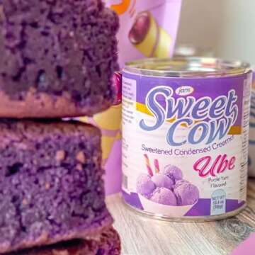 Jans Sweet Cow - Ube Flavored Sweetened Condensed Creamer - Purple Colored Sweet Potato Creamer for Baking Cooking Dessert 13.40 oz per pack (Ube, Pack of 2)